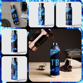 True Blue Edgy Abstracte persoonlijke Initialen Waterfles