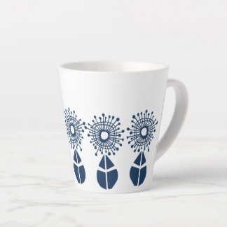 True Blue Floral Orbs Latte Mok