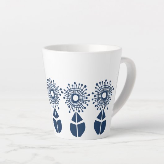 True Blue Floral Orbs Latte Mok (Rechterhoek)