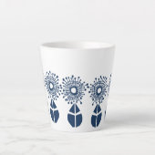 True Blue Floral Orbs Latte Mok (Voorkant)