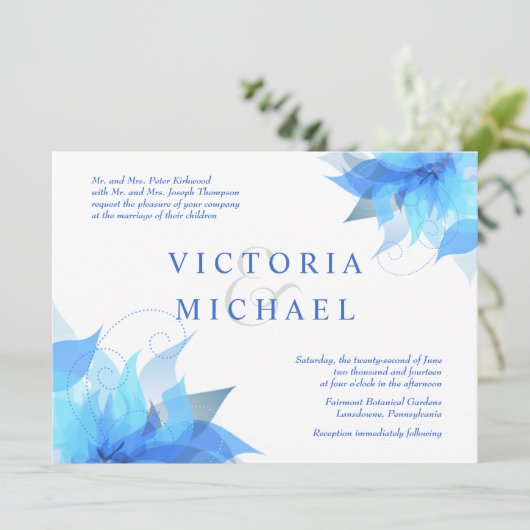 True Blue Formal Wedding-uitnodigingen Kaart (Staand voorkant)