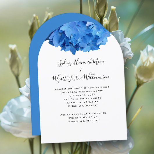 True Blue Hydrangea Wedding Couple die uitnodigt Kaart