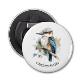 True Blue Kookaburra, custom Button Flesopener (Voorkant)