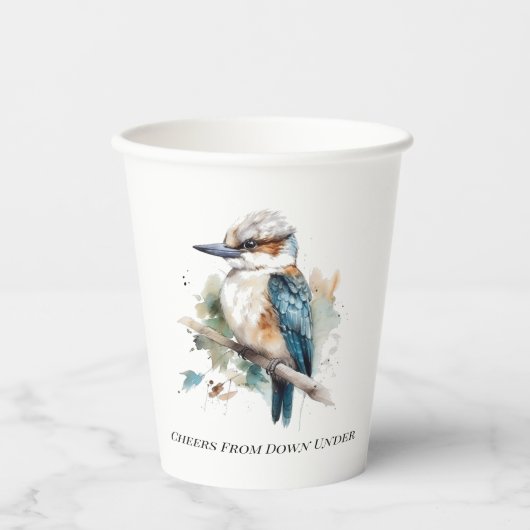 True Blue Kookaburra, custom Papieren Bekers (Voorkant)