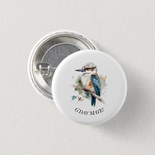 True Blue Kookaburra, custom Ronde Button 3,2 Cm (Voorkant /achterkant)