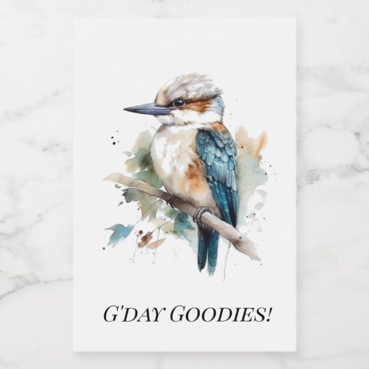 True Blue Kookaburra, custom Voedselcontainer Etiket (Enkel label)