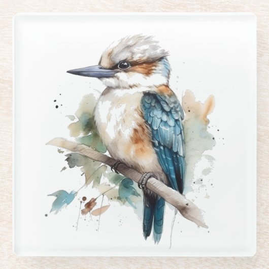 True Blue Kookaburra Glazen Onderzetter (Voorkant)