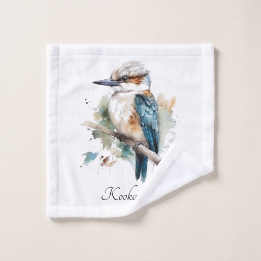 True Blue Kookaburra, op maat Bad Handdoek (Wasdoekje)