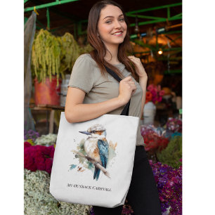 True Blue Kookaburra, op maat gemaakt Tote Bag