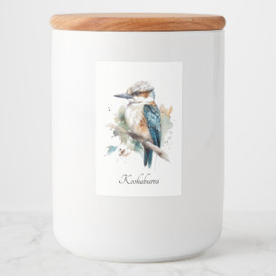 True Blue Kookaburra, op maat gemaakt Voedselcontainer Etiket