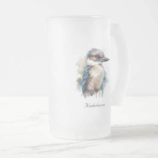 True Blue Kookaburra, op maat Matglas Bierpul (Voorkant rechts)