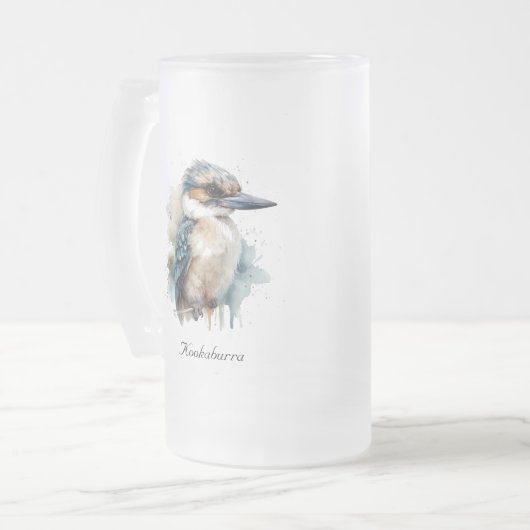 True Blue Kookaburra, op maat Matglas Bierpul (Voorkant links)