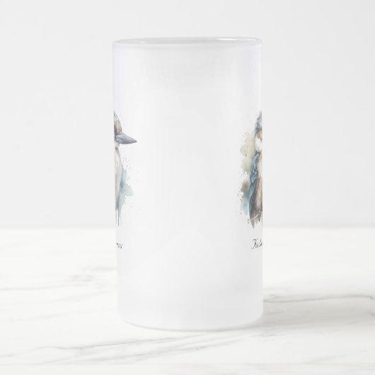 True Blue Kookaburra, op maat Matglas Bierpul (Center)