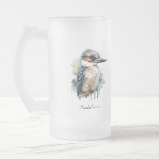True Blue Kookaburra, op maat Matglas Bierpul (Links)