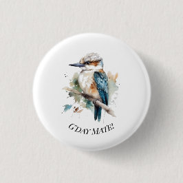 True Blue Kookaburra, op maat Ronde Button 3,2 Cm