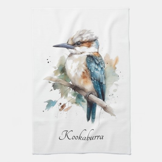 True Blue Kookaburra, op maat Theedoek (Verticaal)