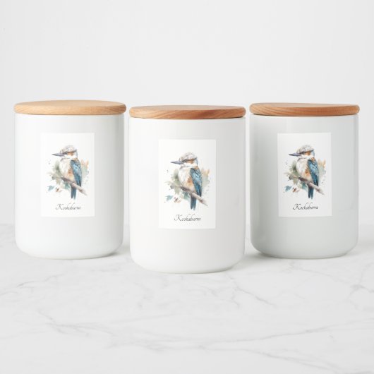 True Blue Kookaburra, op maat Voedselcontainer Etiket (Flessen)