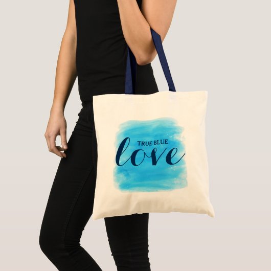 True Blue Love-tekstontwerp Tote Bag (Voorkant (product))