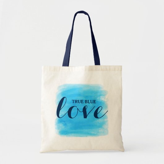 True Blue Love-tekstontwerp Tote Bag (Voorkant)