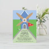 True Blue Miniature Golf Windmill Birthday Party Kaart (Staand voorkant)