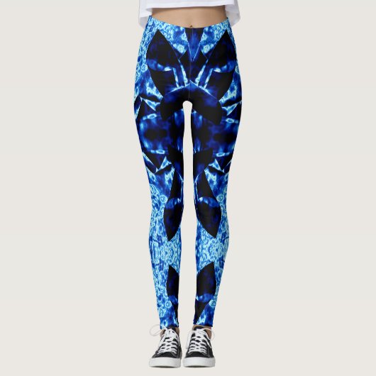 True Blue Polynesiaans Abstract patroon Leggings (Voorkant)