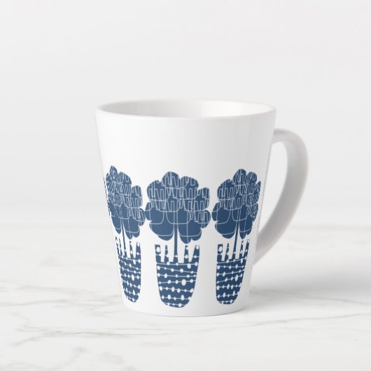 True Blue Potted Plant Latte Mok (Rechterhoek)