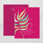 True Color TROPICAL LEAF Budget Wedding Inviting (Voorkant / Achterkant)