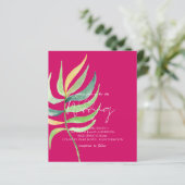 True Color TROPICAL LEAF Budget Wedding Inviting (Staand voorkant)
