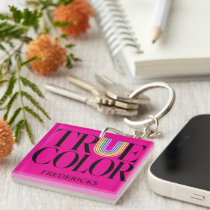 True Colors Editorial Aangepast Typografie Ontwerp Sleutelhanger