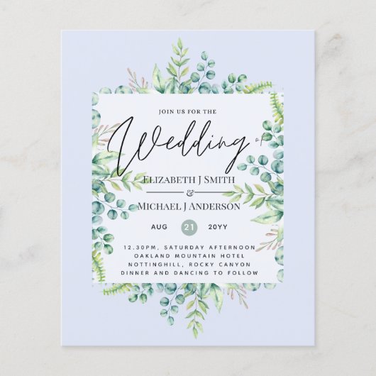 True Colors GREENERY Modern Budget Wedding nodigt  (Voorkant)