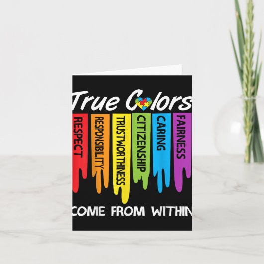 True Colors Heart Puzzle Inspirerend Autism Awar Kaart (Voorkant)