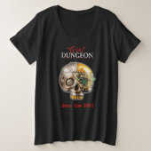 True Dungeon - Skull Con - dames zwarte scoop Grote Maat T-shirt (Design voorkant)