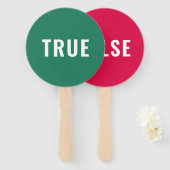 True False Game | Modern Bright Red Green Handwaaier (Voorkant en achterkant)
