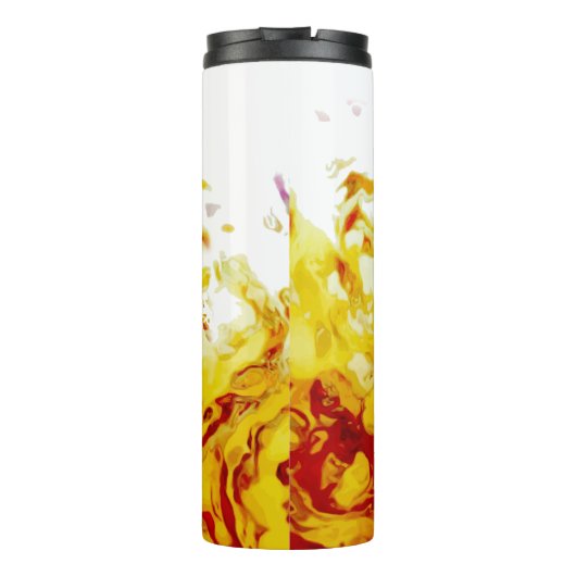 True Flames yellow black red orange fire Thermosbeker (Achterkant)