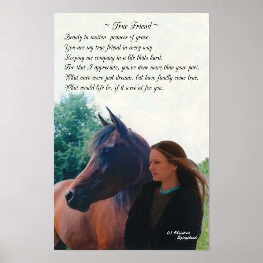 True Friend Arabian Horse Poem Poster (Voorkant)