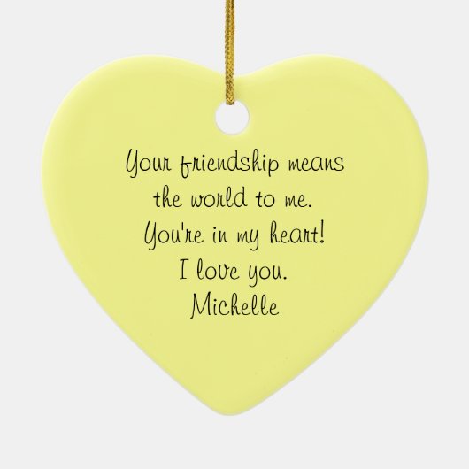 True Friend Personalized Keepomwille Heart Ornamen Keramisch Ornament (Achterkant)