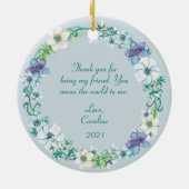 True Friend Quote Blue White Paars Floral Keramisch Ornament (Achterkant)