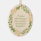 True Friend Quote Green Oranje Floral Keramisch Ornament (Rechts)