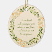True Friend Quote Green Oranje Floral Keramisch Ornament (Links)