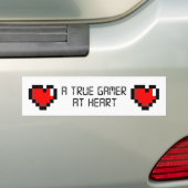True Gamer op Heart Bumpersticker (Op auto)