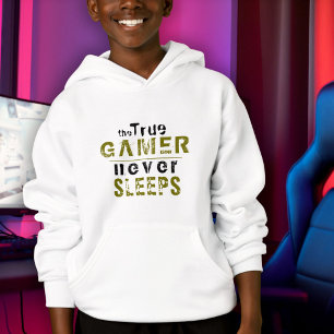 True Gamer slaapt nooit grappige Typografie Gamer