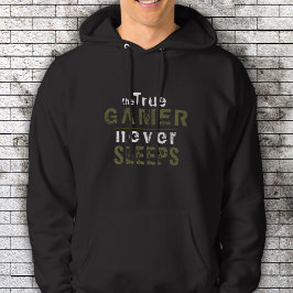 True Gamer slaapt nooit in een Typografische Gamer Hoodie