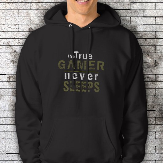 True Gamer slaapt nooit in een Typografische Gamer Hoodie