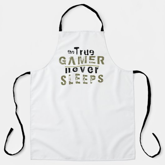 True Gamer slaapt nooit in een Typografische Gamer Schort (Voorkant)