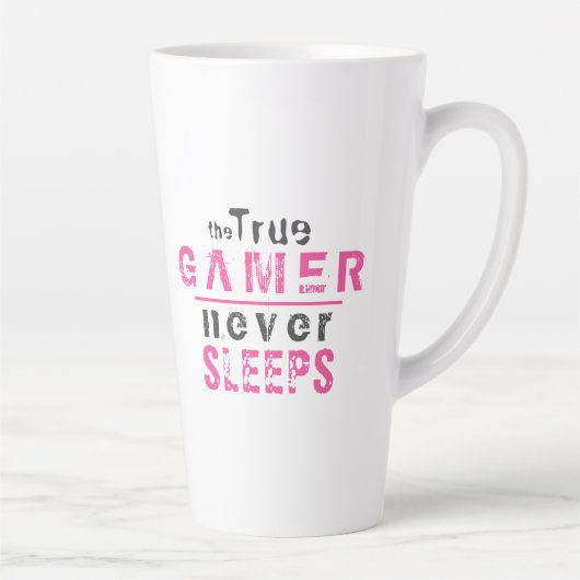 True Gamer slaapt nooit met roze meisjesgamer Latte Mok (Rechts)