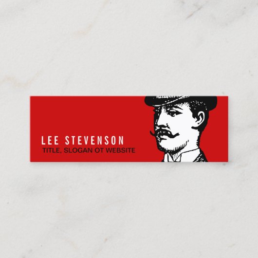 True Gentleman Card  Hipster Red en Black Mini Visitekaartje (Voorkant)