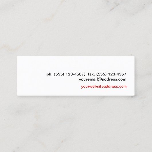 True Gentleman Card  Hipster Red en Black Mini Visitekaartje (Achterkant)