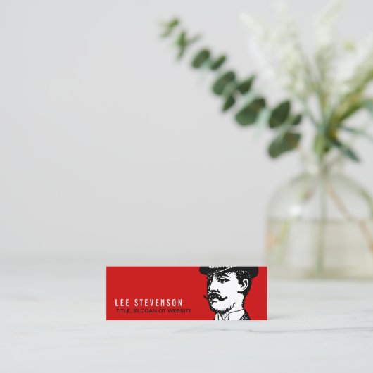 True Gentleman Card  Hipster Red en Black Mini Visitekaartje (Staand voorkant)