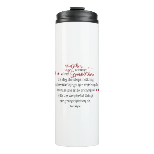 True Grandmoeder Quote Red Flower White Thermosbeker (Voorkant)