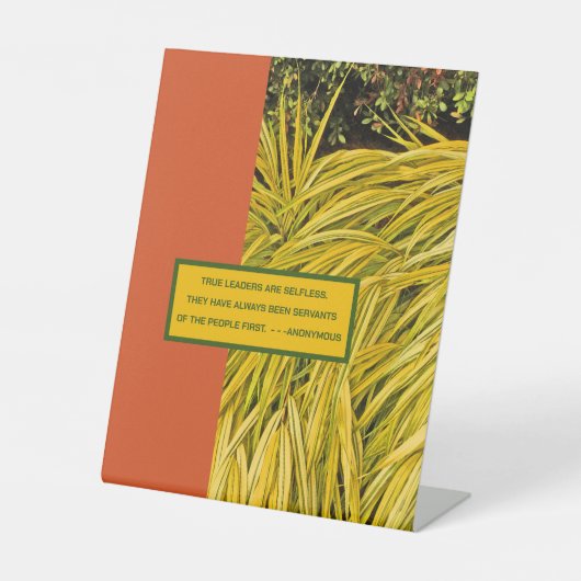 TRUE LEIDERSCHAP QUOTE/ORNAMENTAL GRASS RECLAMEBORD MET VOETSTUK (Voorkant)